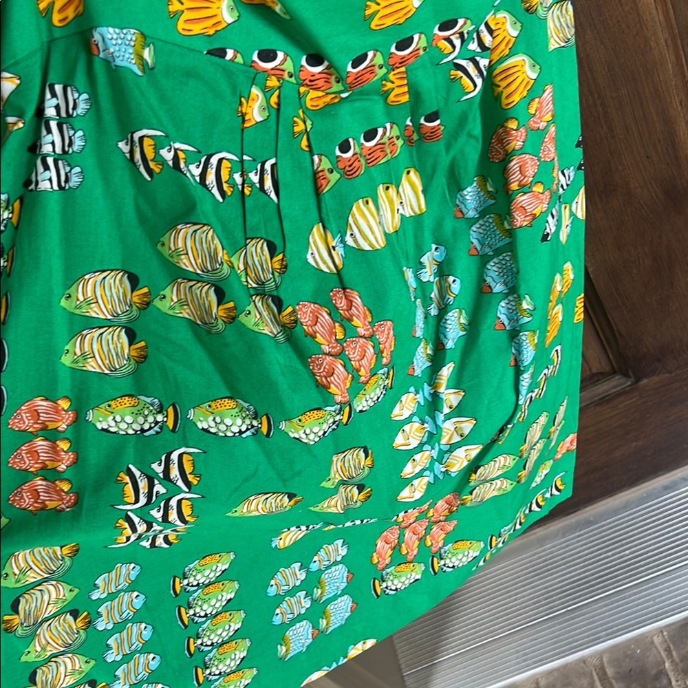 J. Crew Green Fish Patterned Adjustable Straps Sl… - image 3